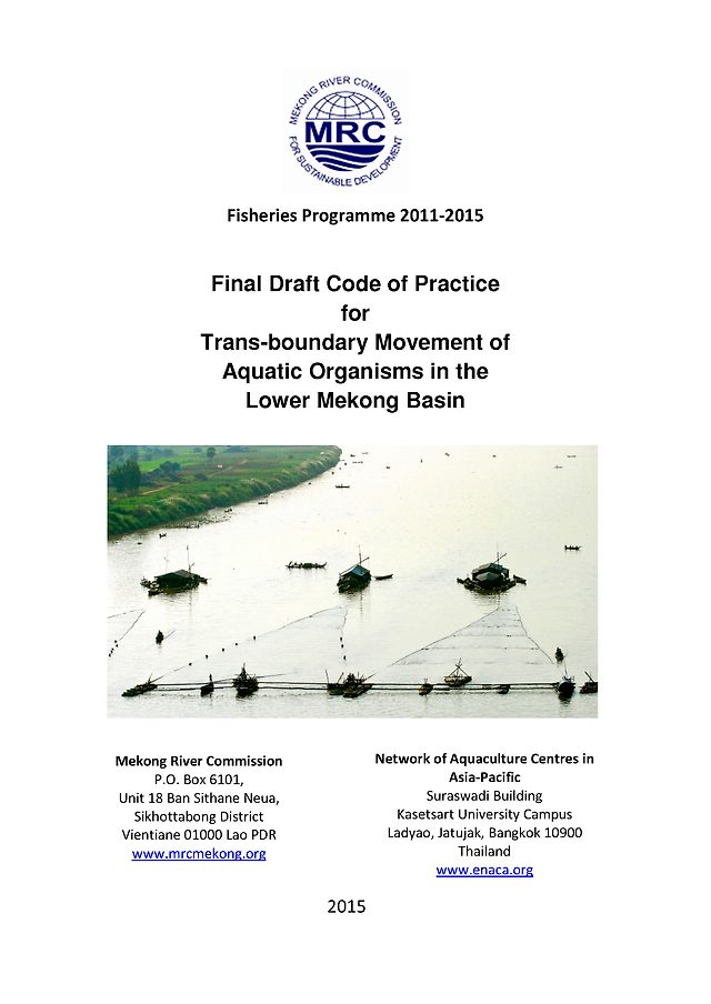Regional code of practice for movement of aquatic organisms in the lower Mekong basin