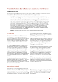 Potential of culture-based fisheries in Indonesian inland waters