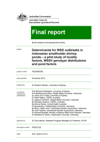 Determinants for WSD outbreaks in Indonesian smallholder shrimp ponds
