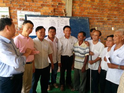 NACA project team meeting with a Cambodian community initiating culture-based fisheries.