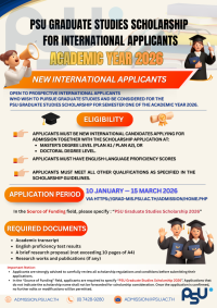 Graduate scholarships and PhD student exchange: Prince of Songkla University, Thailand