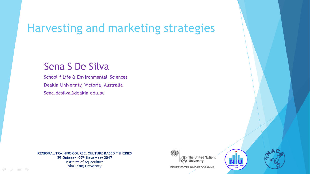 Harvesting and marketing strategies in culturebased fisheries
