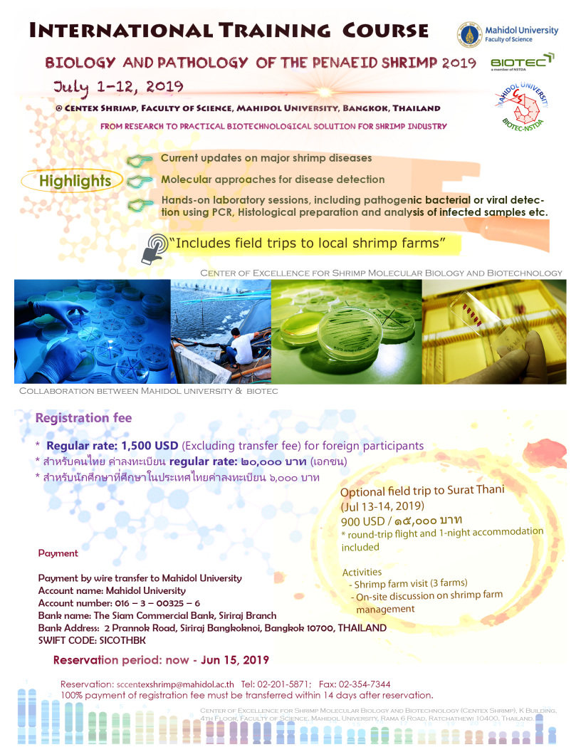 International Training Course On Biology And Pathology Of The Penaeid Shrimp