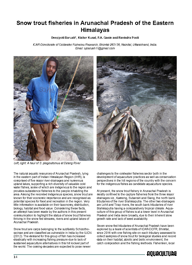 Snow trout fisheries in Arunachal Pradesh of the Eastern Himalayas