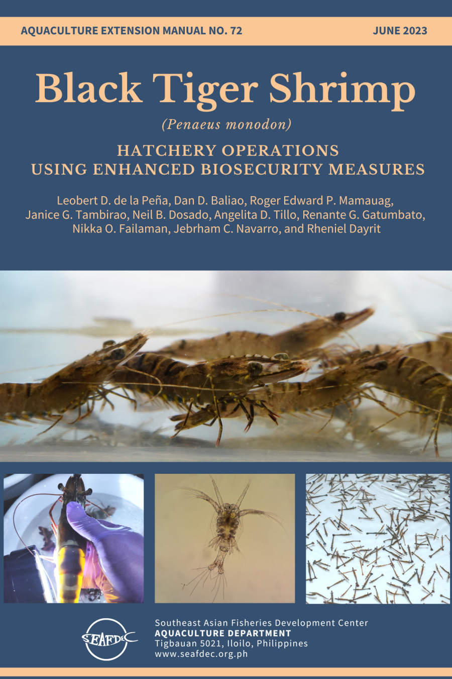 Black tiger shrimp (Penaeus monodon) hatchery operations using enhanced biosecurity measures