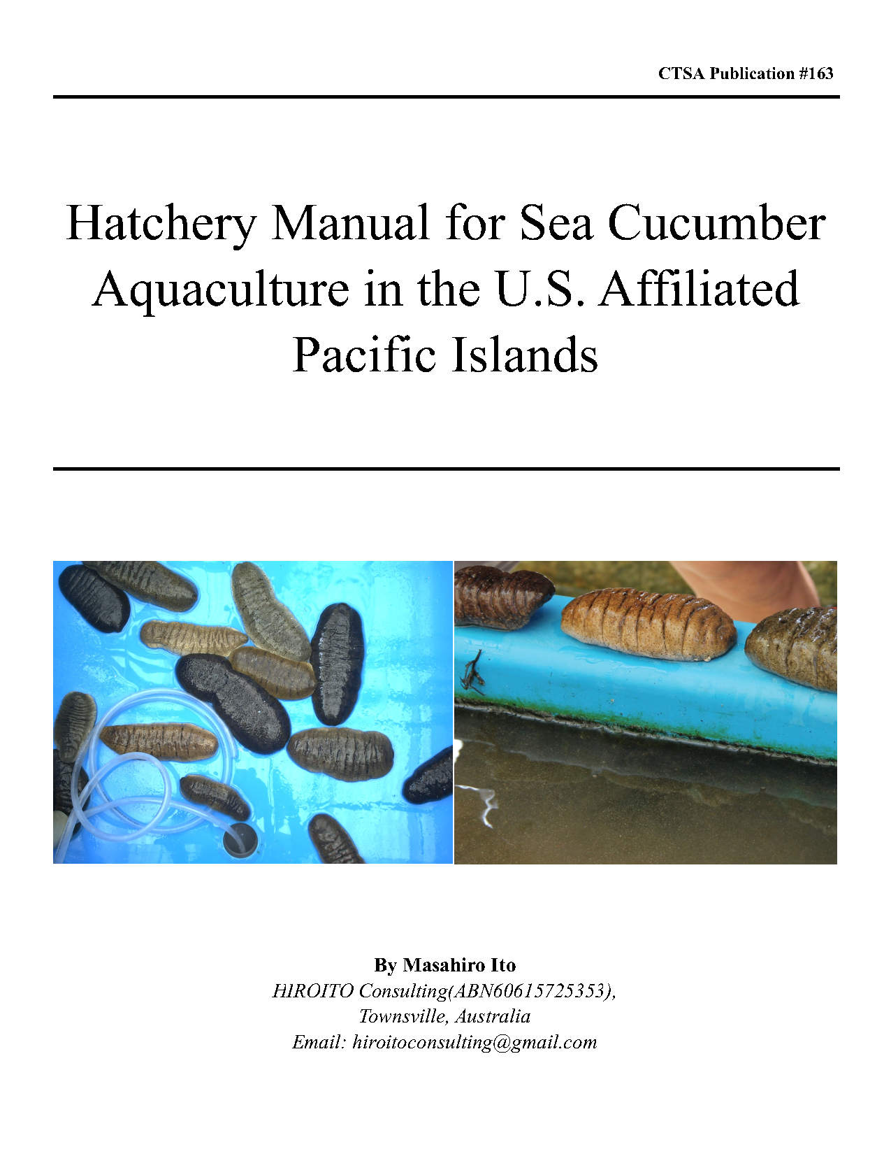 Hatchery Manual for Sea Cucumber Aquaculture in the U.S. Affiliated Pacific Islands