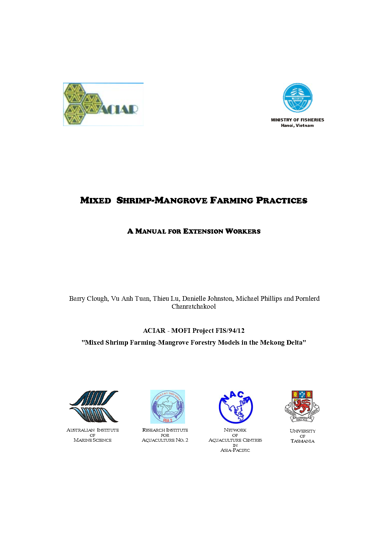 Mixed shrimp-mangrove farming practices: A manual for extension workers