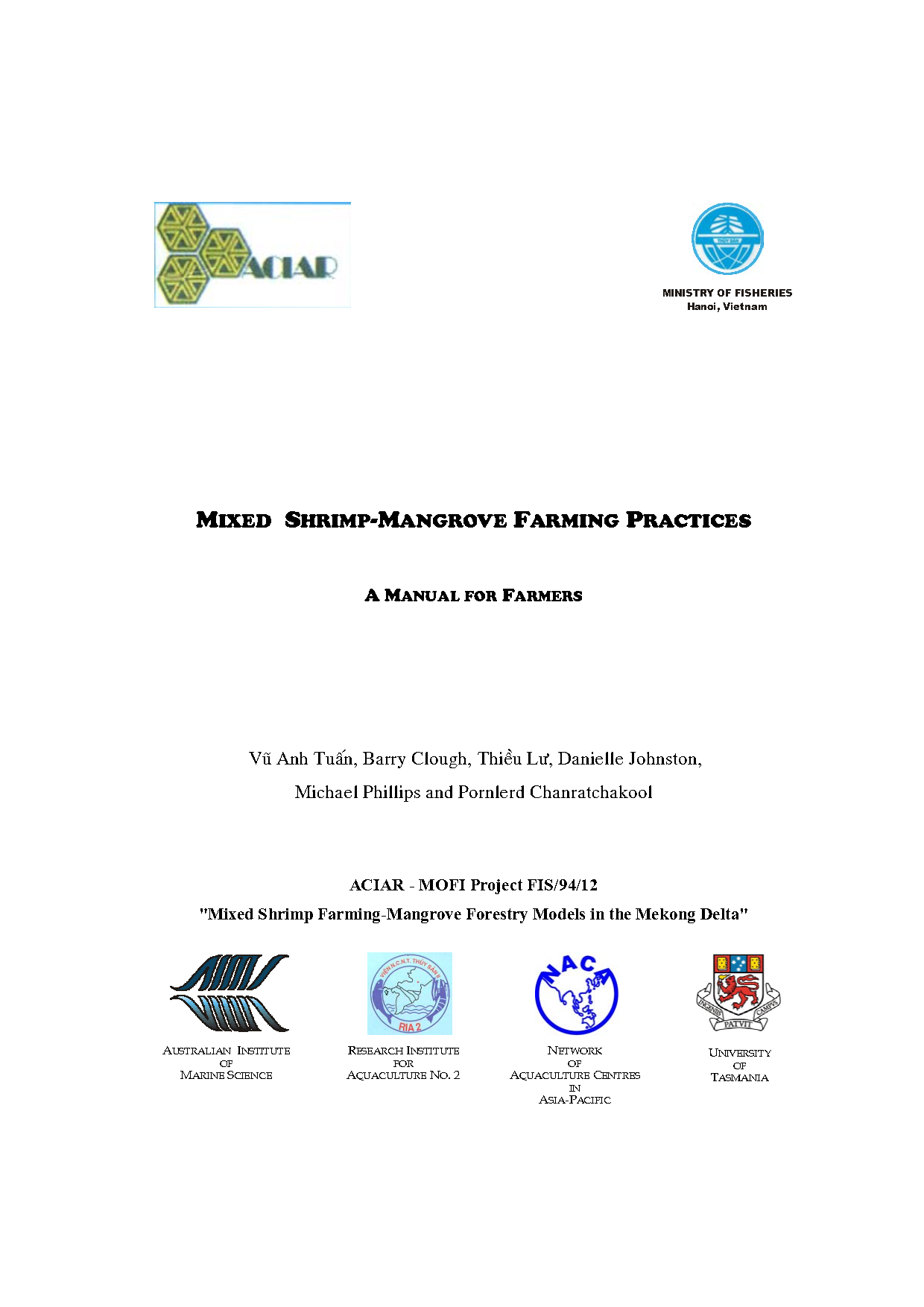 Mixed shrimp-mangrove farming practices: A manual for farmers