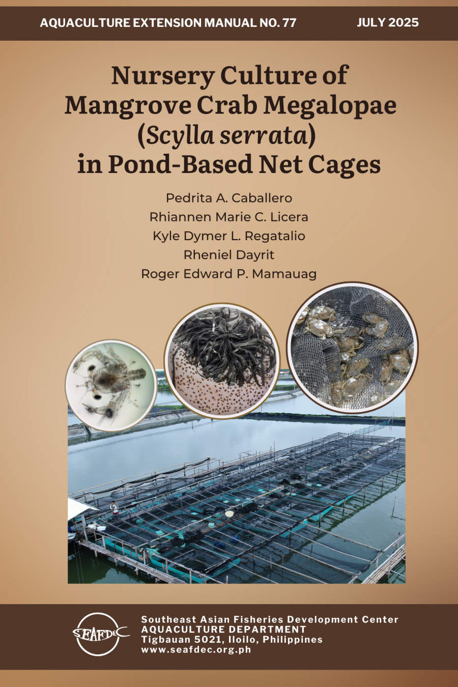 Nursery culture of mangrove crab megalopae (Scylla serrata) in pond-based net cages
