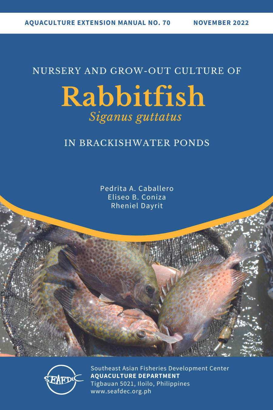 Nursery and grow-out culture of rabbitfish Siganus guttatus in brackishwater ponds